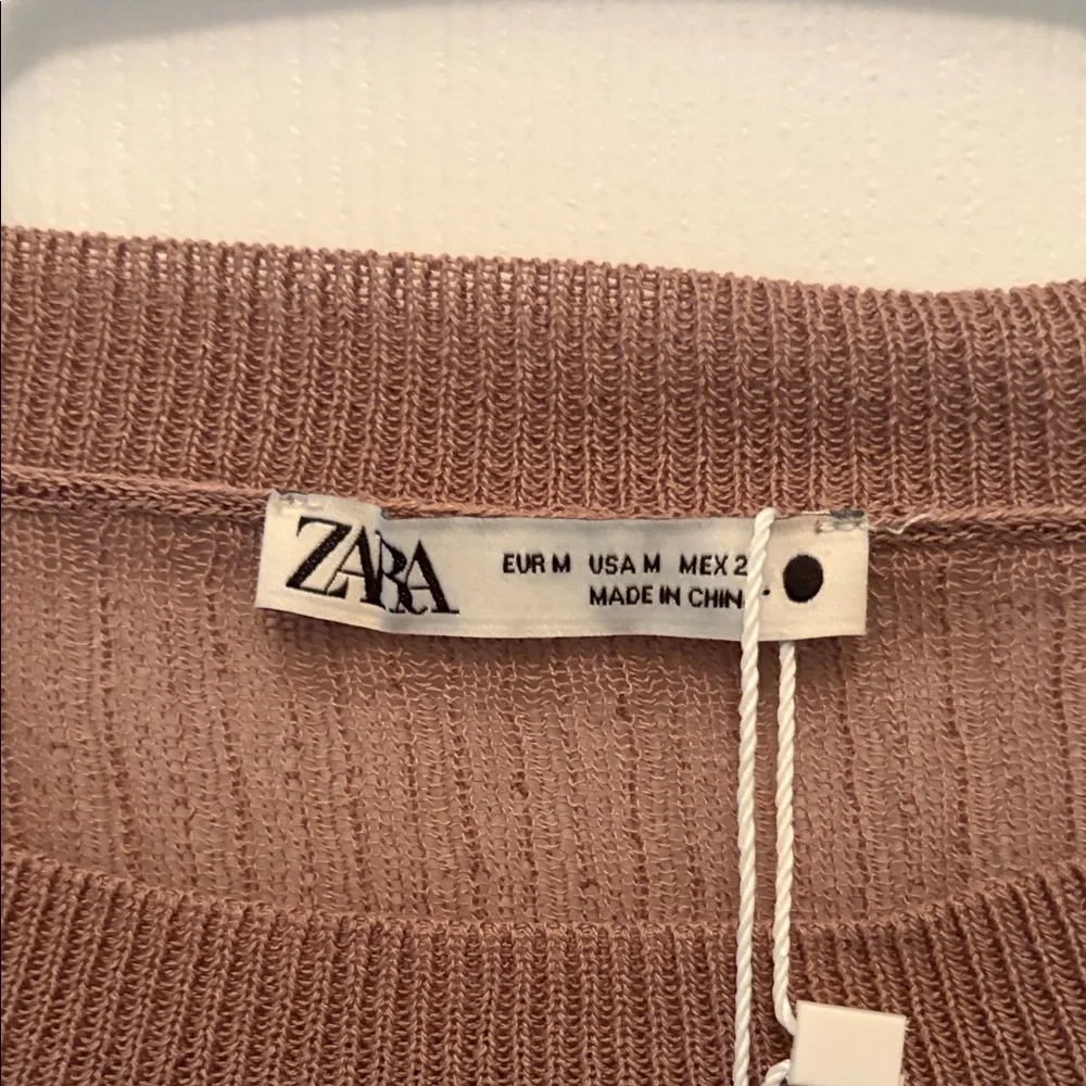 Zara Long Sleeve Ribbed Top - Tan - Picture 2 of 3